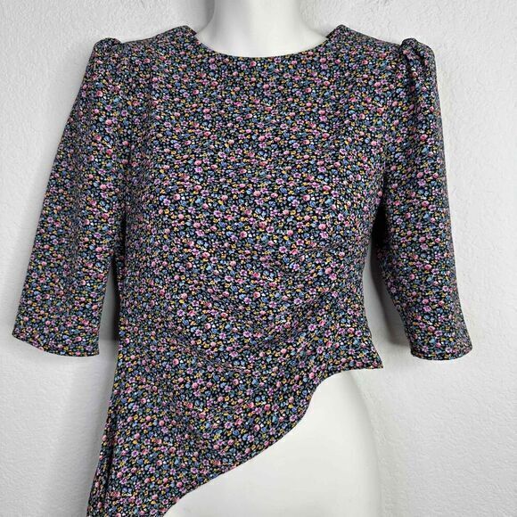 AFRM Tops - AFRM Shirt Womens XS Floral Asymmetrical Puff Sleeve Romantic Cottagecore Blouse